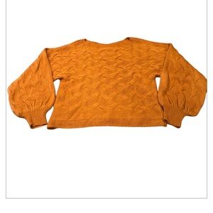 Burnt Orange Crew Neck Sweater with Balloon Sleeves Size Large